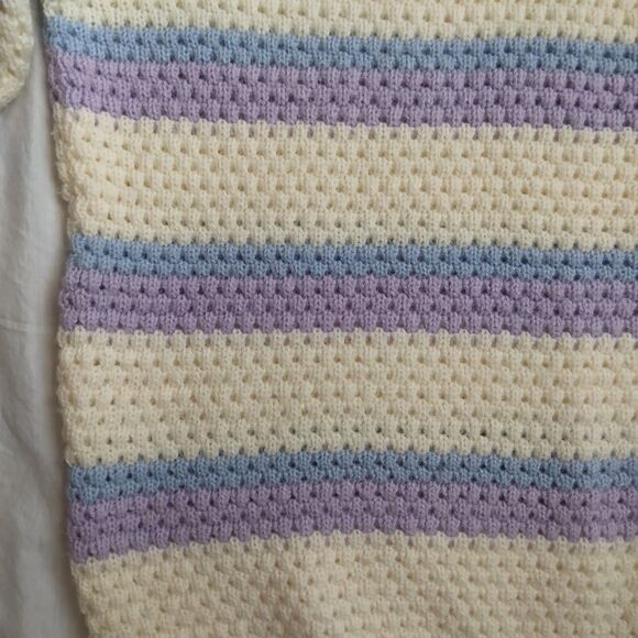 Andrew St. John Sweater Ivory Purple Retro Granny Grandmacore Women's Size Small - Picture 7 of 13